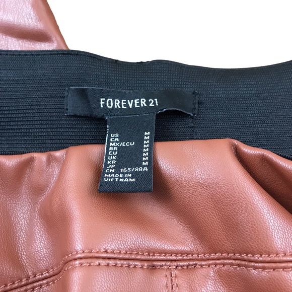 Faux Leather  Ankle Pants Med Coated Camel Brown Straight Skinny Stretch - Picture 12 of 12